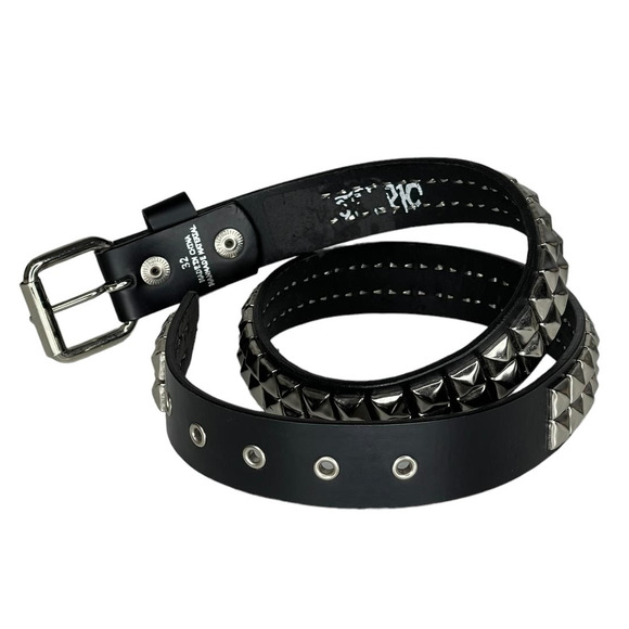 Hot Topic Two Row Pyramid Stud Belt Black with Silver Tone Studs Size 32 - Picture 9 of 10